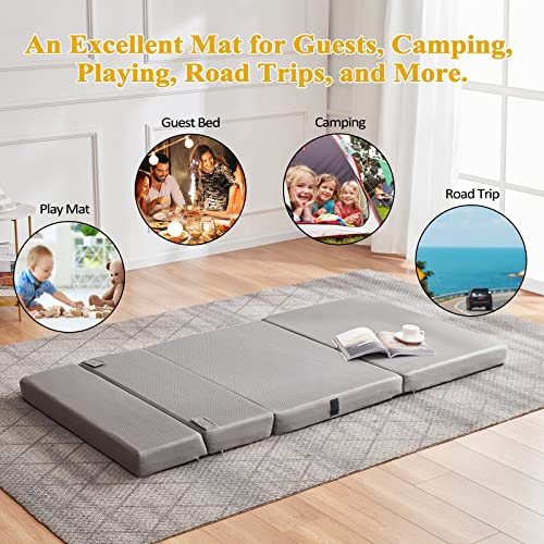 BDEUS Folding Mattress Folding Sofa 4" Breathable High-Density Foam Mattress Topper, Portable Guest Bed with Removable&Washable Cover, 75 x 25 inches