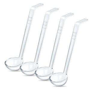4 pieces 1 oz ladle clear small gravy ladle long handle acrylic 7.9 inch perfect for serving dressings,punch bowl, sauces and toppings (1oz, small)