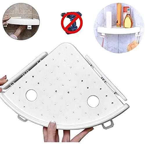 New Snap Up Corner Shelf Triple Bathroom Wall Corner Mount Storage Holder Kitchen Corner Storage Rack Non-marking Shelf with Hooks Easy to Install