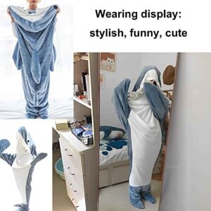 2023 New Shark Onesie Blanket Adult, Wearable Shark Blanket Hoodie for Adult, Shark Blanket Super Soft Cozy Flannel Hoodie Adult Shark Sleeping Bag (XL:210 * 90cm)