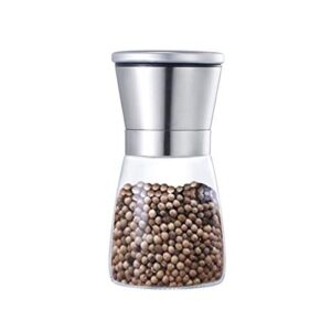 pepper grinder, mini spice mill, small pepper mill, good helper of chef's. brushed stainless steel dust cover with ceramic grinding cores, adjustable coarseness, family or outdoor picnic optional.