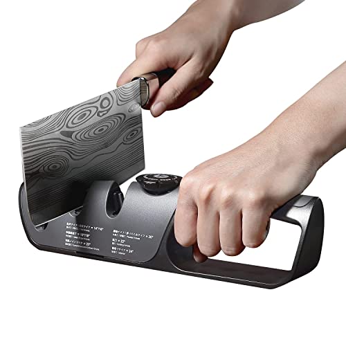 MITSUMOTO SAKARI Professional 3-Stage Knife Sharpener, Japanese Knife Sharpener with Adjustable Angle Knob, Multifunctional Sharpening & Polishing Kitchen Sharpeners