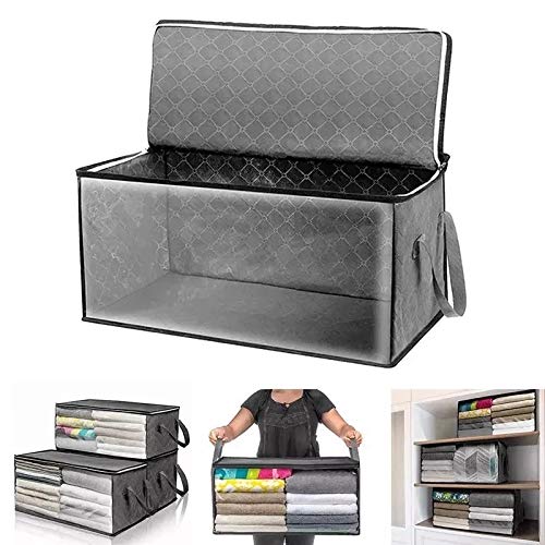 MXIAOXIA Quilt Storage Bags,Non-Woven Clothes Storage Boxes with Lids, Closet Storage Bags,-Proof and Dust-Proof Storage Bags (Color : E)