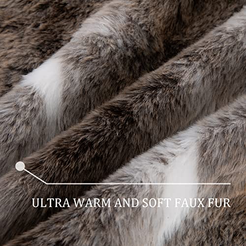 Asoran Luxury Faux Fur Throw Blanket, 50''x60'' Super Soft Warm Cozy Blanket, Brown Throw Blanket for Couch Sofa Bed