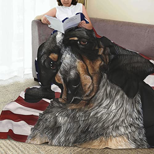 Bluetick Coonhound Dog Gift American Flag Patriotic 4th Full Fleece Throw Cloak Wearable Blanket Flannel Fluffy Comforter Quilt Nursery Bedroom Bedding King Size Plush Soft Cozy