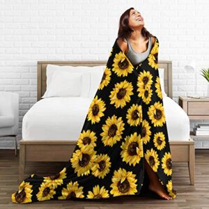 JASMODER Throw Blanket Sunflower Soft Microfiber Lightweight Cozy Warm Blankets for Couch Bedroom Living Room