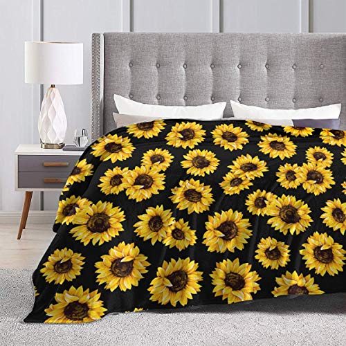 JASMODER Throw Blanket Sunflower Soft Microfiber Lightweight Cozy Warm Blankets for Couch Bedroom Living Room