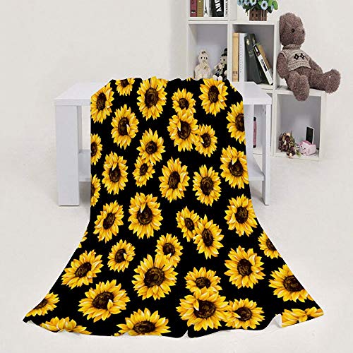 JASMODER Throw Blanket Sunflower Soft Microfiber Lightweight Cozy Warm Blankets for Couch Bedroom Living Room