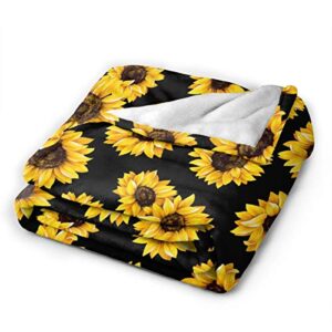 JASMODER Throw Blanket Sunflower Soft Microfiber Lightweight Cozy Warm Blankets for Couch Bedroom Living Room