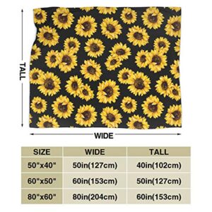 JASMODER Throw Blanket Sunflower Soft Microfiber Lightweight Cozy Warm Blankets for Couch Bedroom Living Room