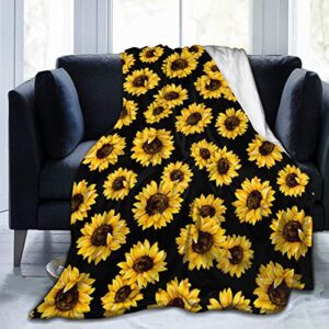 JASMODER Throw Blanket Sunflower Soft Microfiber Lightweight Cozy Warm Blankets for Couch Bedroom Living Room