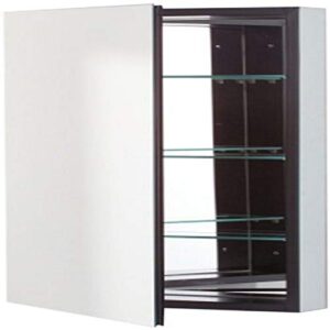 robern plm2030ble pl-series left-side flat mirror medicine cabinet with outlet, black