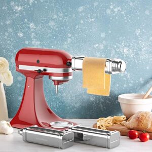 Pasta Maker Attachment for KitchenAid Mixer 3 Set Include Pasta Sheet Roller, Spaghetti, Fettuccine Cutters Pasta attachment Stainless Steel Accessories for KitchenAid by InnoMoon