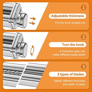 Pasta Maker Attachment for KitchenAid Mixer 3 Set Include Pasta Sheet Roller, Spaghetti, Fettuccine Cutters Pasta attachment Stainless Steel Accessories for KitchenAid by InnoMoon