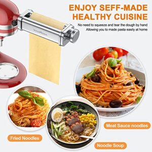 Pasta Maker Attachment for KitchenAid Mixer 3 Set Include Pasta Sheet Roller, Spaghetti, Fettuccine Cutters Pasta attachment Stainless Steel Accessories for KitchenAid by InnoMoon