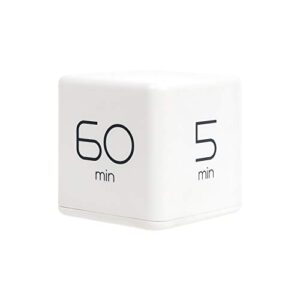 mooas cube timer, time management, kitchen timer, kids timer, workout timer, timer for studying, cooking (white)
