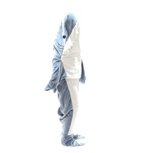 keoji shark blanket adult - wearable shark blanket super soft cozy flannel hoodie adult cosplay shark costume shark gifts for shark lovers (67inx27.5in(m))