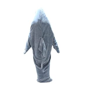 KEOJI Shark Blanket Adult - Wearable Shark Blanket Super Soft Cozy Flannel Hoodie Adult Cosplay Shark Costume Shark Gifts for Shark Lovers (67inX27.5in(M))