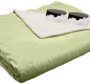 Biddeford Blankets Micro Mink Sherpa Electric Heated Blanket with Digital Controller, Queen, Sage