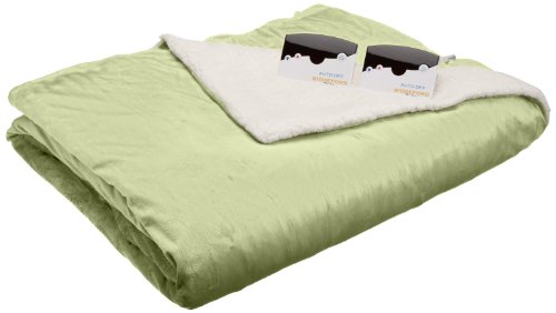 Biddeford Blankets Micro Mink Sherpa Electric Heated Blanket with Digital Controller, Queen, Sage