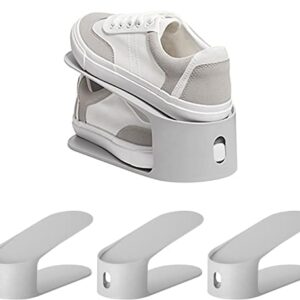 carrotez Shoe Slots Organizer 3 Pack - [Litem] Space Saving Shoe Organizer Rack for Closet - Easy Shoe Stacker, 9.84'' x 3.89'' x 4.26'' (Cool Grey, 3 Pack)