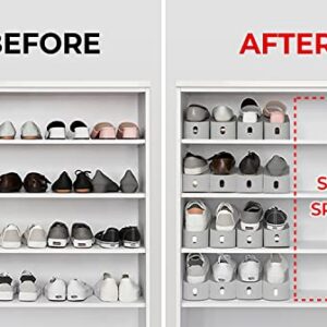 carrotez Shoe Slots Organizer 3 Pack - [Litem] Space Saving Shoe Organizer Rack for Closet - Easy Shoe Stacker, 9.84'' x 3.89'' x 4.26'' (Cool Grey, 3 Pack)