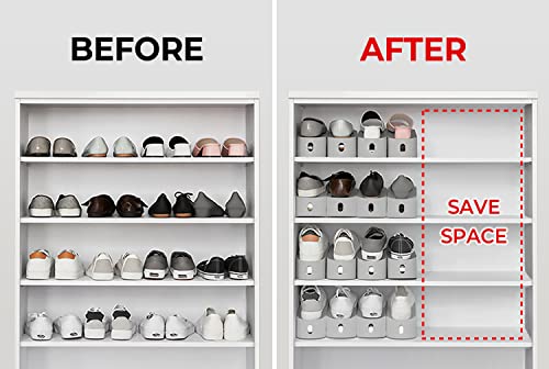 carrotez Shoe Slots Organizer 3 Pack - [Litem] Space Saving Shoe Organizer Rack for Closet - Easy Shoe Stacker, 9.84'' x 3.89'' x 4.26'' (Cool Grey, 3 Pack)