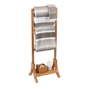 Organize It All Freestanding Bamboo Towel Rack | 3 Tier Bars | Bathroom Organization | Storage Shelf