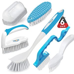 6 Pack Household Deep Cleaning Brush Set-Kitchen Cleaning Brushes, Includes Scrub Brush/Dish Brush/Bottle Brush/Grout Corner Brushes/Crevice Brush/Shoe Brush/ for Bathroom, Floor, Tub, Shower, Tile