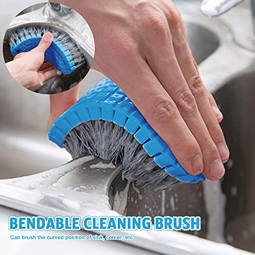 6 Pack Household Deep Cleaning Brush Set-Kitchen Cleaning Brushes, Includes Scrub Brush/Dish Brush/Bottle Brush/Grout Corner Brushes/Crevice Brush/Shoe Brush/ for Bathroom, Floor, Tub, Shower, Tile