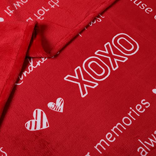 FILO ESTILO Love Throw Blanket, Love Gifts for Her, Wife, Fiance, Girlfriend, Partner, Romantic Gifts for Her for Birthday, Anniversary, Wedding, Engagement, Honeymoon, 60x50inches (Red)