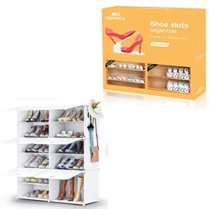 neprock 20-pack white shoe slots organizer bundle with 6 tier white shoe rack organizer
