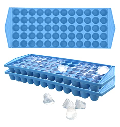 Arrow Small Ice Cube Trays for Freezer, 3 Pack - 60 Mini Cubes Per Tray, 180 Cubes Total - Made in the USA, BPA Free Plastic - Ideal Small Ice Cube Trays for Ice Coffee and Blenders – Blue