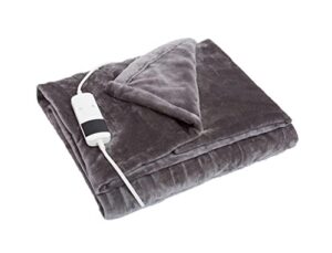 electric heated blanket throw, super cozy soft flannel 50" x 60" heated throw with 10 fast heating levels & 2/4/6/8 hours auto off, machine washable, home office use