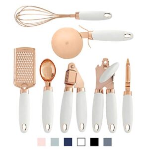cook with color 7 pc kitchen gadget set copper coated stainless steel utensils with soft touch white handles