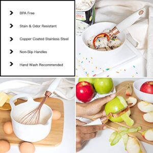 COOK With COLOR 7 Pc Kitchen Gadget Set Copper Coated Stainless Steel Utensils with Soft Touch White Handles