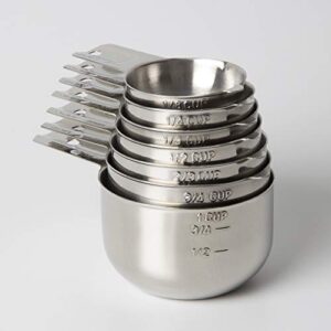 kitchenmade measuring cups 7 piece set of quality professional grade 18:8 stainless steel-perfect for dry and liquid ingredients, small
