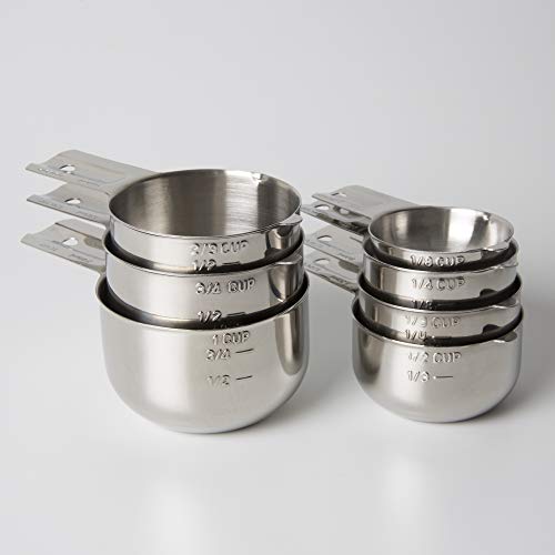 KitchenMade Measuring Cups 7 Piece Set of Quality Professional Grade 18:8 Stainless Steel-Perfect for Dry and Liquid Ingredients, small