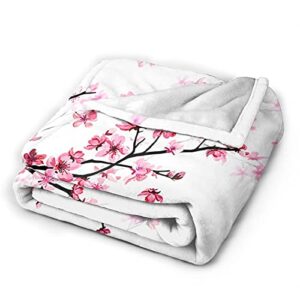 Pink Floral Ultra-Soft Micro Fleece Blanket Durable Keeps Warm The Office Blanket for All Seasons and Scene 60x50 Inch