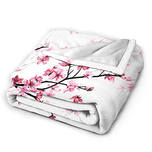 Pink Floral Ultra-Soft Micro Fleece Blanket Durable Keeps Warm The Office Blanket for All Seasons and Scene 60x50 Inch