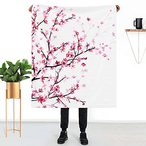 Pink Floral Ultra-Soft Micro Fleece Blanket Durable Keeps Warm The Office Blanket for All Seasons and Scene 60x50 Inch