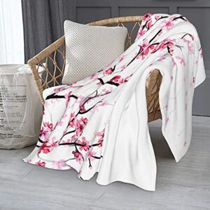 Pink Floral Ultra-Soft Micro Fleece Blanket Durable Keeps Warm The Office Blanket for All Seasons and Scene 60x50 Inch