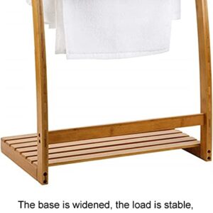 Household Items Bamboo Towel Rack Holder for Bathrooms,Freestanding Beach Towel & Poolside Rack with Bottom Storage Shelf,Quilt Rack Stand or Blanket Rack for Living Room or Bedroom 1pcs