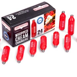 Chef-Master Whipped Cream Chargers, Nitrous Oxide Whipped Cream Cartridge PACK OF 24, Whip Cream Dispensers Chargers, Made in Europe