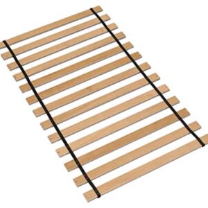 Signature Design by Ashley Wooden Mattress Support Bunkie Board Roll Slat with Nylon Cord, Twin, Beige