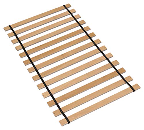 Signature Design by Ashley Wooden Mattress Support Bunkie Board Roll Slat with Nylon Cord, Twin, Beige