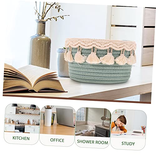 Cabilock with for Bin Multipurpose Pastoral Rope Cotton Nursery Blankets Holder Paper Organizer Toy Bedroom Decorative Toiletries Ball Organizing Small Hamper Toilet Woven Style Desktop