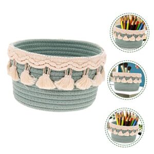 Cabilock with for Bin Multipurpose Pastoral Rope Cotton Nursery Blankets Holder Paper Organizer Toy Bedroom Decorative Toiletries Ball Organizing Small Hamper Toilet Woven Style Desktop