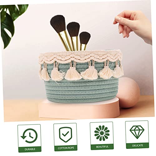 Cabilock with for Bin Multipurpose Pastoral Rope Cotton Nursery Blankets Holder Paper Organizer Toy Bedroom Decorative Toiletries Ball Organizing Small Hamper Toilet Woven Style Desktop