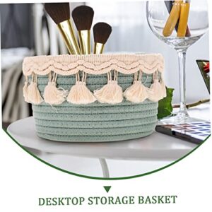 Cabilock with for Bin Multipurpose Pastoral Rope Cotton Nursery Blankets Holder Paper Organizer Toy Bedroom Decorative Toiletries Ball Organizing Small Hamper Toilet Woven Style Desktop